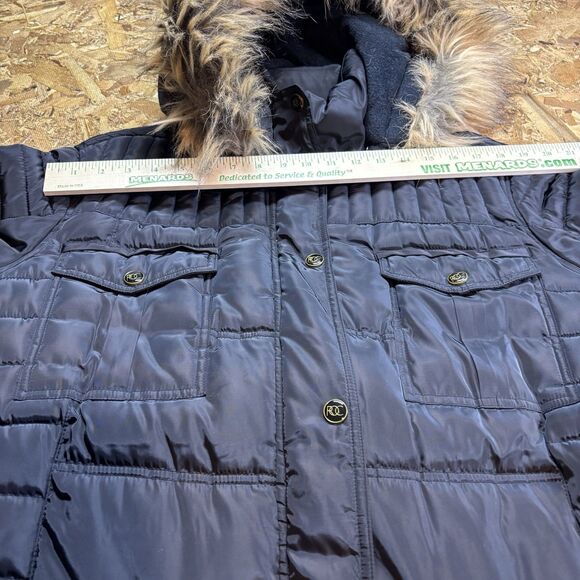 Rocawear Classic Black Long Puffer Coat women's 2X Winter Parka Faux Fur Hooded - Picture 15 of 16